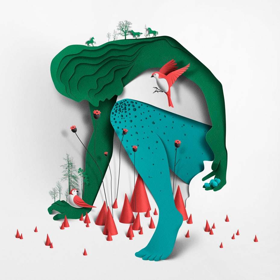 Papercut illustrations by Eiko Ojala manage to feel both futuristic and retro at the same time.